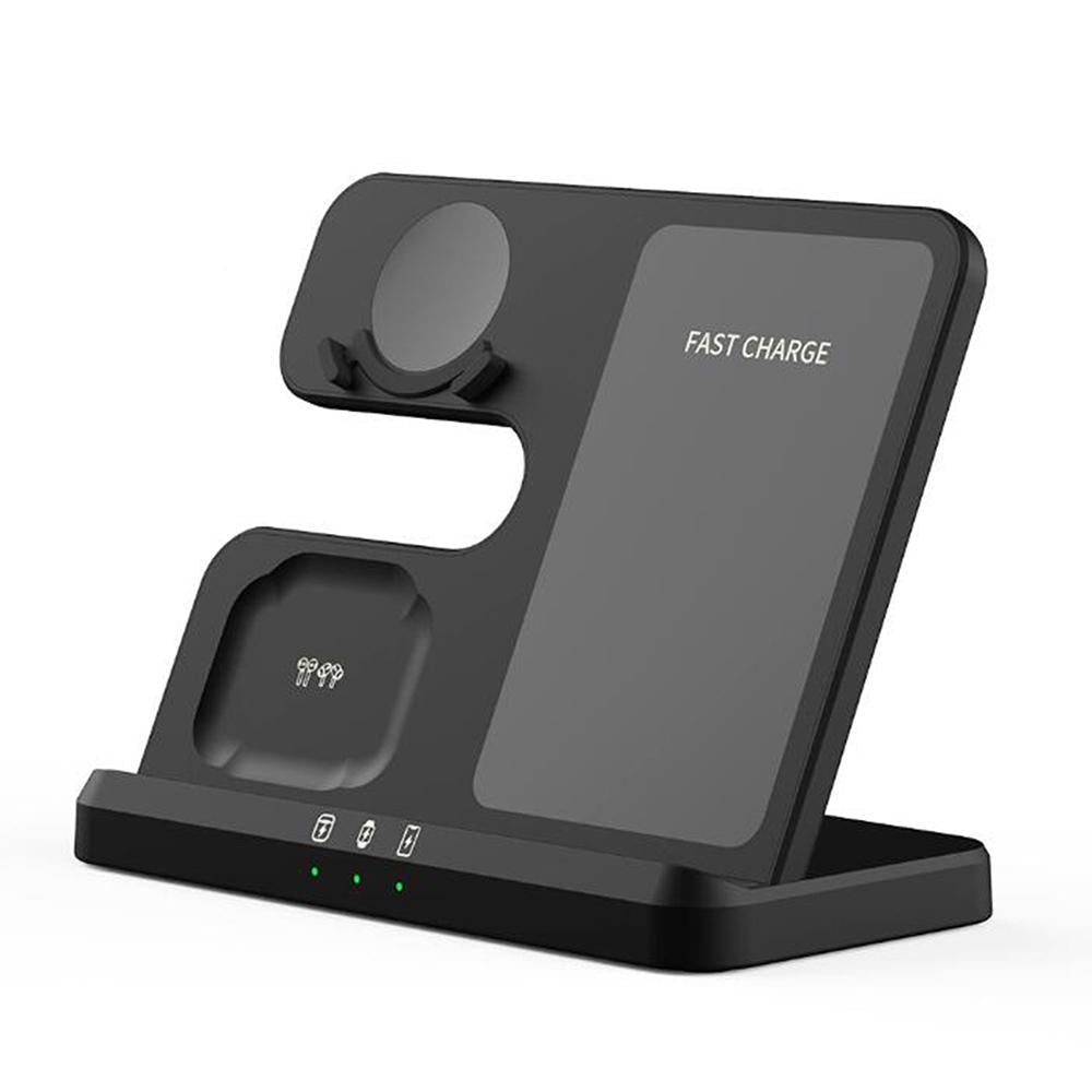 V562-A1076543060DBT-202504211942-00 3 In 1 Wireless Charger For Mobile Phone Watch And Earphones Black - Image 1