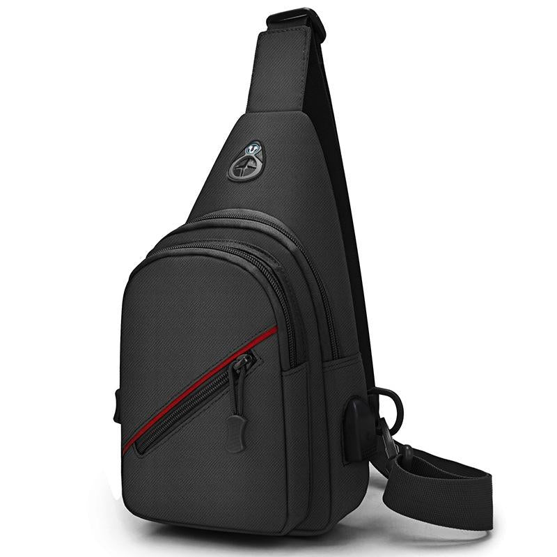 V562-A108045150DBT-202503041241-00 Men Oxford Cloth Crossbody Chest Bag Outdoor Leisure Single Shoulder Bag - Black - Image 1