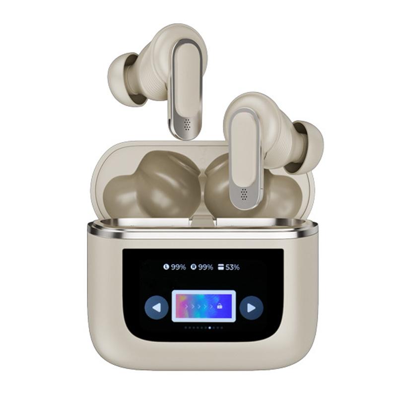 V562-A1081944060DBT-202505221953-00 Wireless Anc Bluetooth Earphones with Touch Screen and Active Noise Reduction - Champagne Gold - Image 1