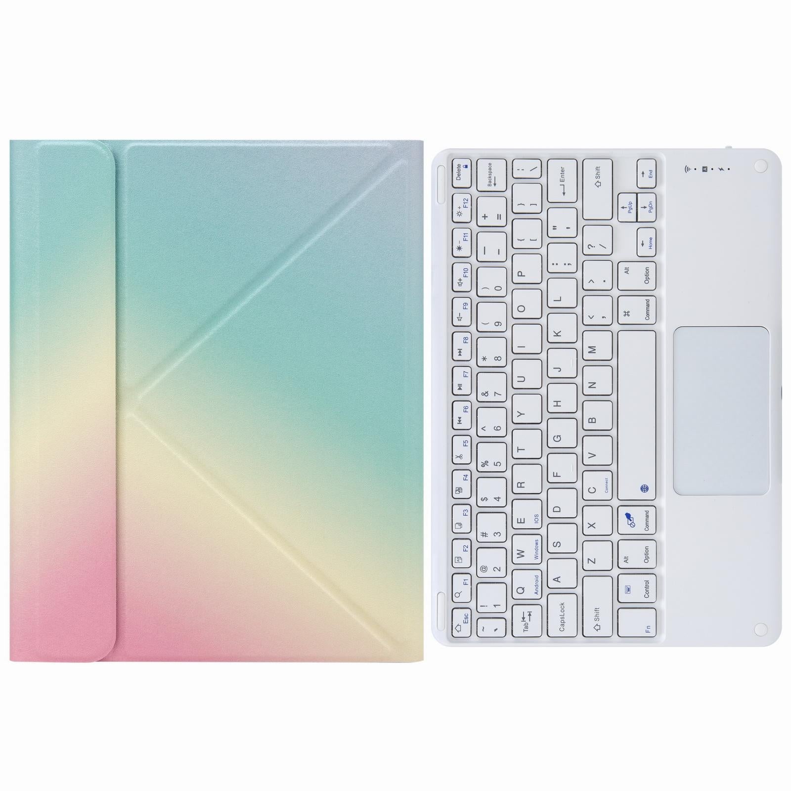 V562-A108954200ADE-202504292010-00 Bluetooth Keyboard Leather Case For Ipad 10.2 / Pro 10.5 - Three-Fold Holder - Rainbow - Image 1