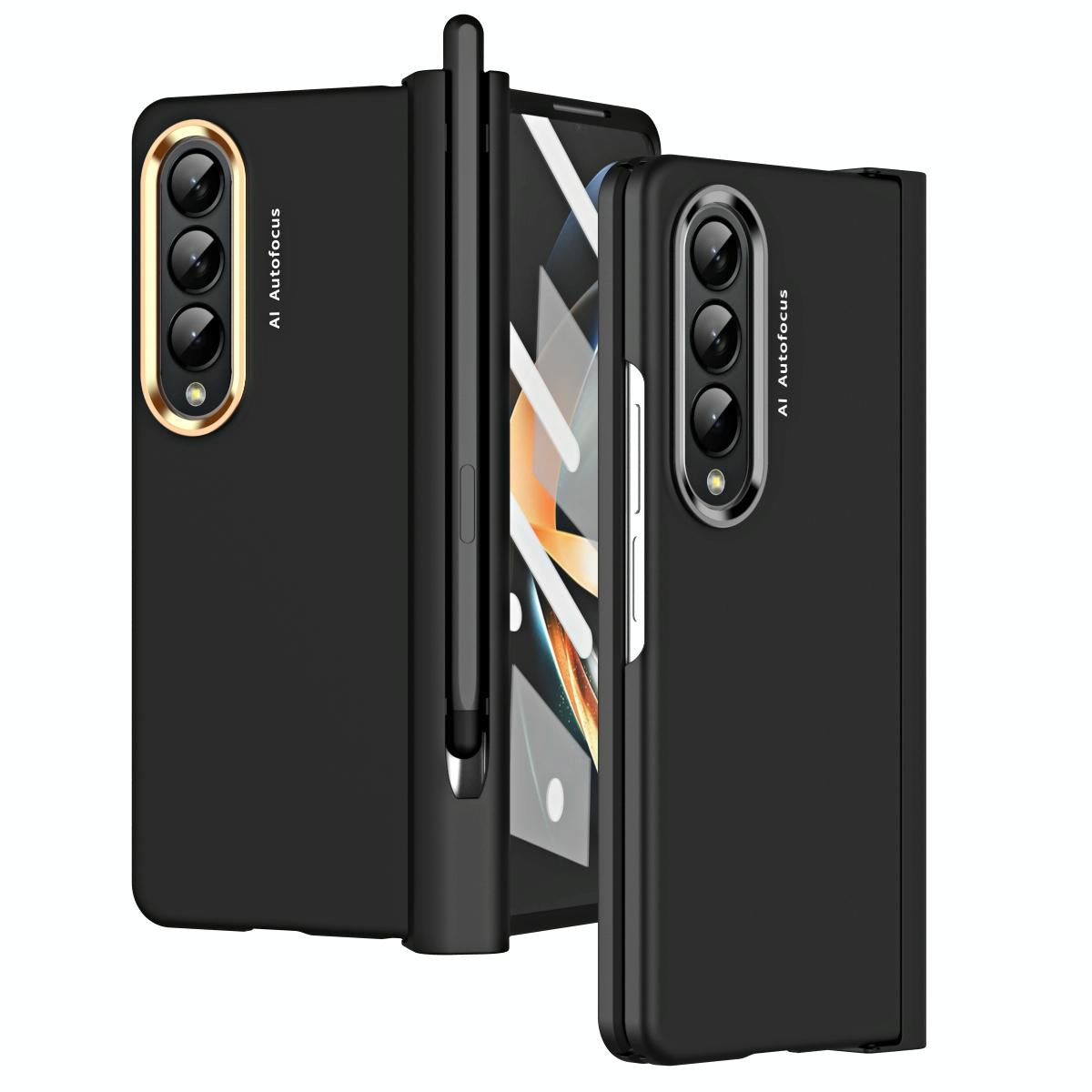 V562-A109125300ADE-202505291220-00 For Samsung Galaxy Z Fold4 5G Samsung Fold 4 Hinge Flip Case - Two Tone Contact Lens - Black - Image 1