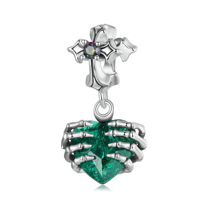 V562-A1092145060DBT-202504112022-00 925 Sterling Silver Cross Skull Heart Bracelet Beaded Accessory - Image 1