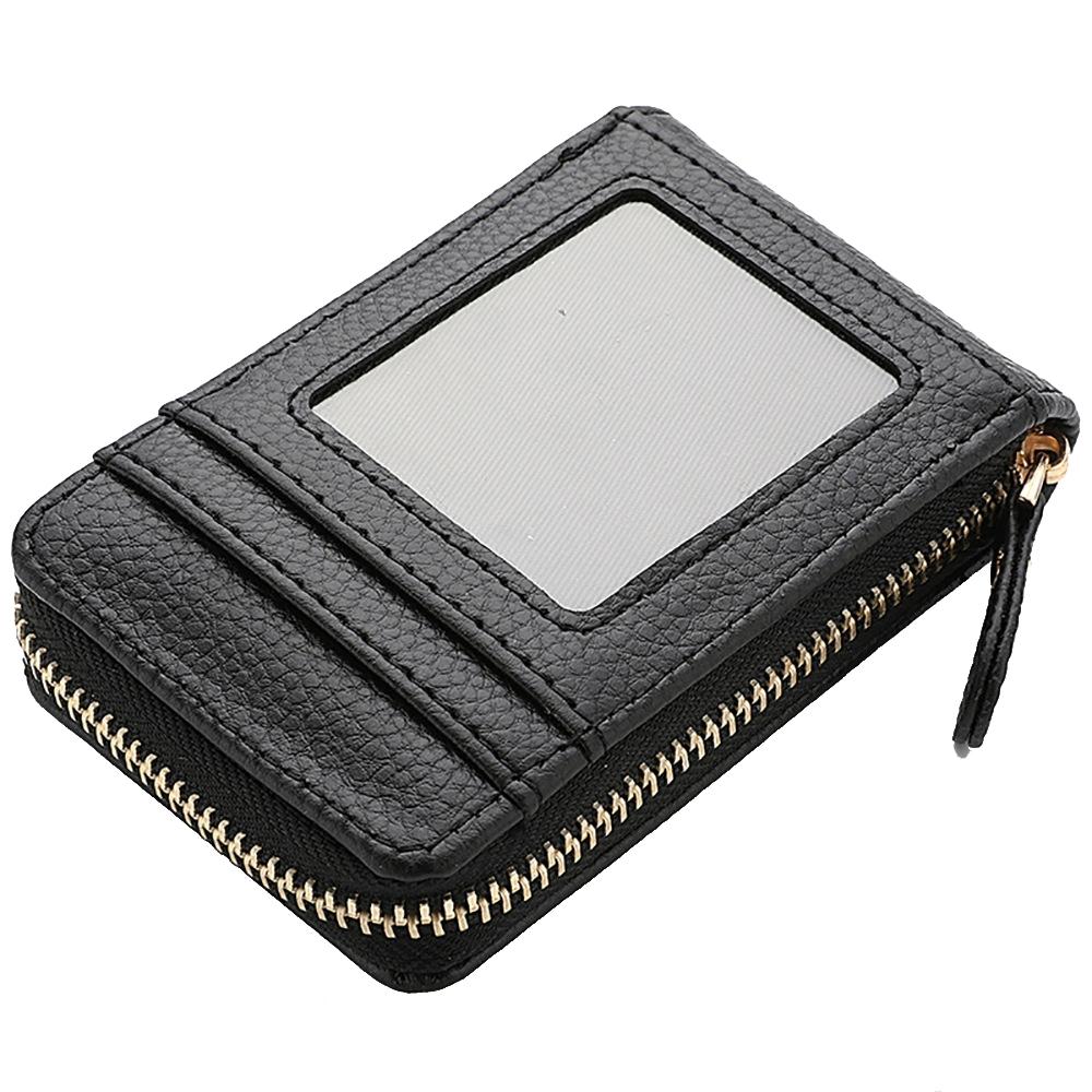 V562-A1098883060DBT-202503280235-00 Multi Slot Short Card Holder With Zipper Coin Purse Pu Leather - Black - Image 1