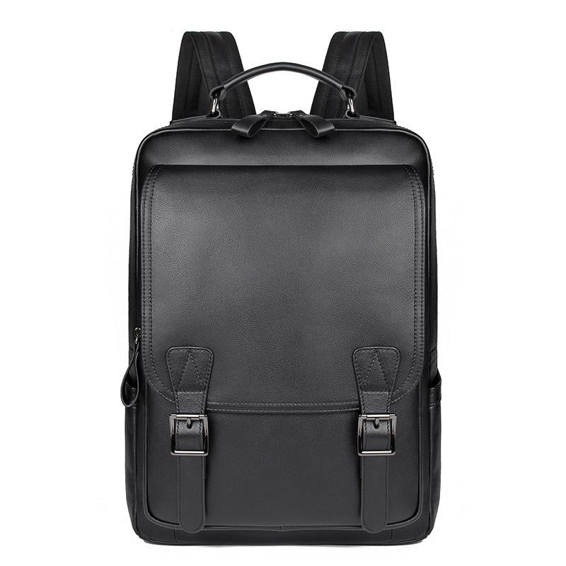 V562-A1099322060DBT-202502281835-00 Men Black Cowhide Leather Backpack for Casual Business with Laptop Compartment - Image 1
