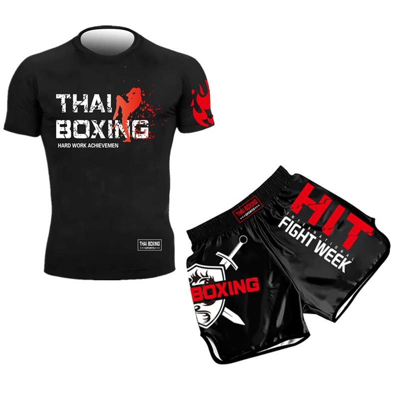 V562-A2023134060DBT-226136-00 Kids Boxing Set - Sparring Shorts And Tights - Bright Green - Hit Red - M - Image 1