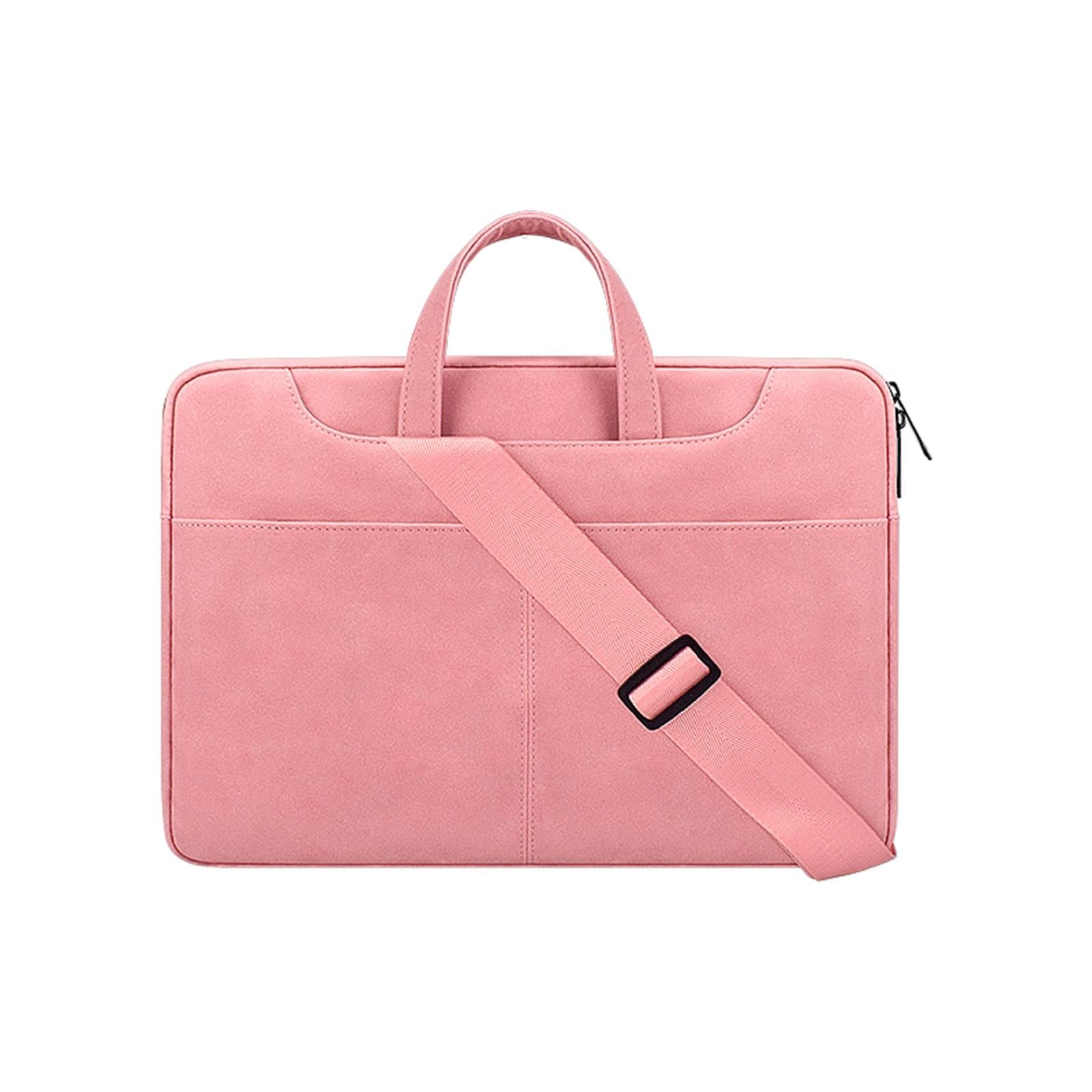 V562-A207197100ADE-202502282305-00 Detachable Shoulder Strap Business Laptop Bag - 14.1-15.4 Inch Frosted Pu - Pink - Image 1
