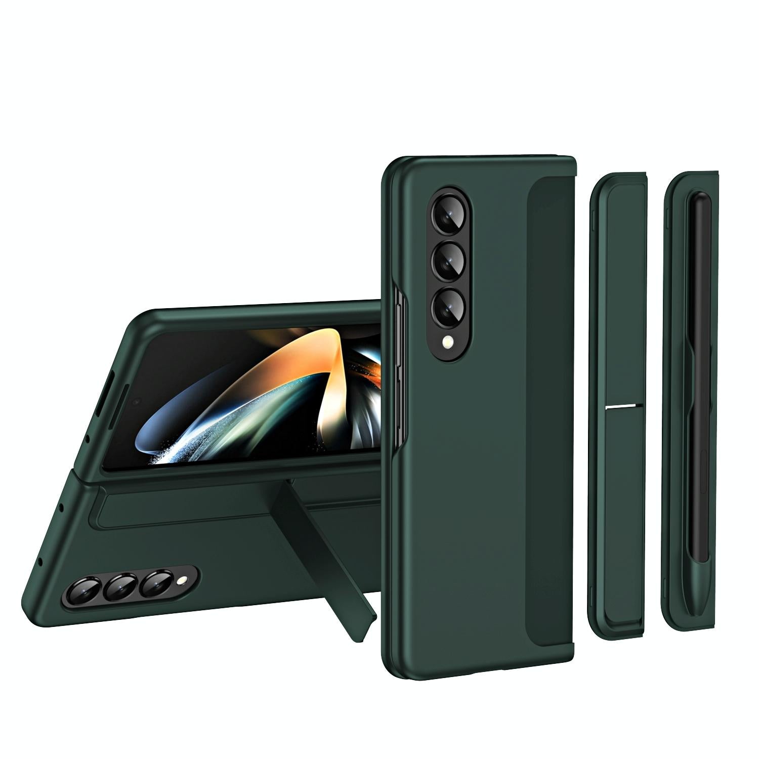 V562-A208520400ADE-202503211336-00 For Samsung Galaxy Z Fold4 5G Detachable Pen & Phone Case - 2 In 1 - Green - Image 1
