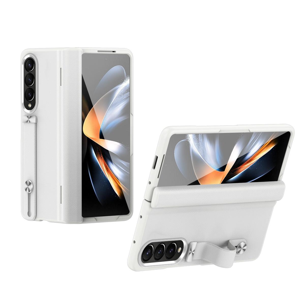 V562-A209105200AYS-202503211440-00 For Samsung Galaxy Z Fold4 5G Leather Wristband Phone Case - White - Image 1