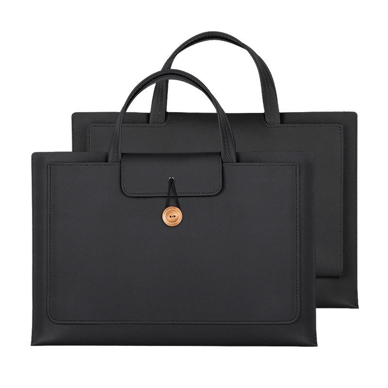 V562-A2094673060DBT-202502282121-00 Waterproof Elastic Button Laptop Handbag - Pu Material - Black - 15.4/16 Inch - Image 1