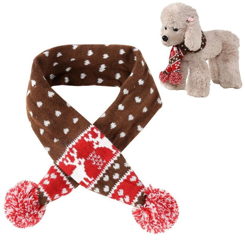 V562-A3009221450DBT-202503201716-00 Christmas Pet Scarf Autumn And Winter Warm Elk Christmas Dog Scarf - Size L Brown - Image 1