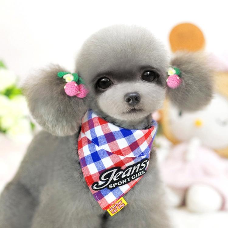 V562-A302442940DBT-202503201745-00 Pure Cotton Plaid Dog Scarf Small And Medium-Sized Dog Saliva Towel - Size L40-50Cm - Red - Image 1