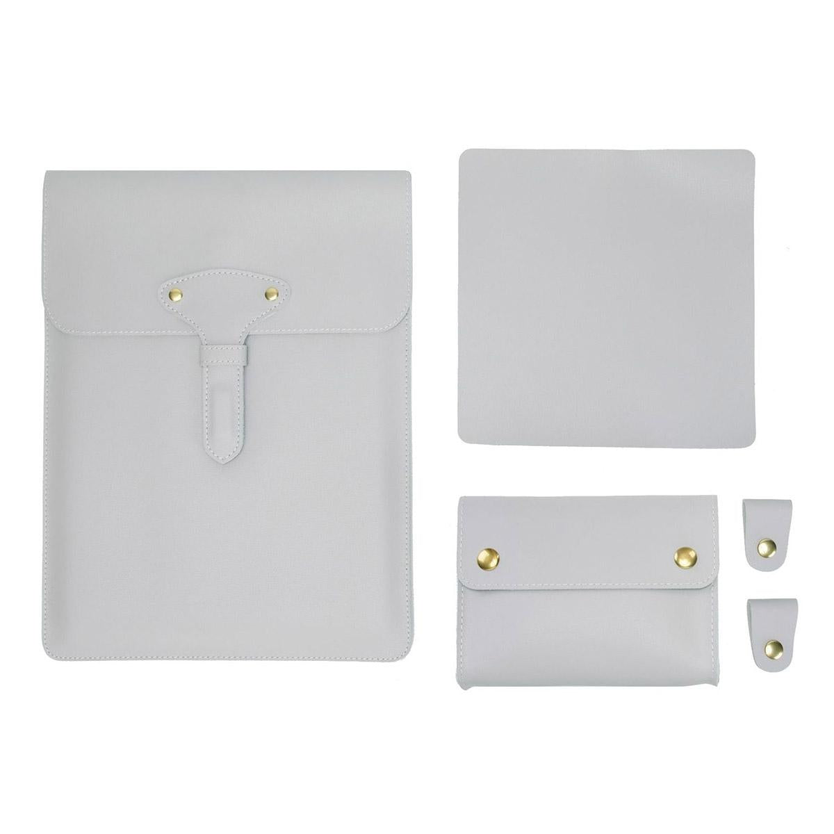V562-A3065452060DBT-202504022030-00 Waterproof Leather Laptop Liner Bag - 3-in-1 15 Inches - Light Grey - Image 1