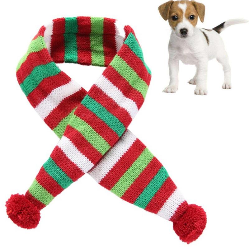 V562-A3088221450DBT-202503201715-00 Dog Scarf Christmas Pet Accessories Winter Warmth Pet Scarf - Size Xl Red And Green Stripes - Image 1