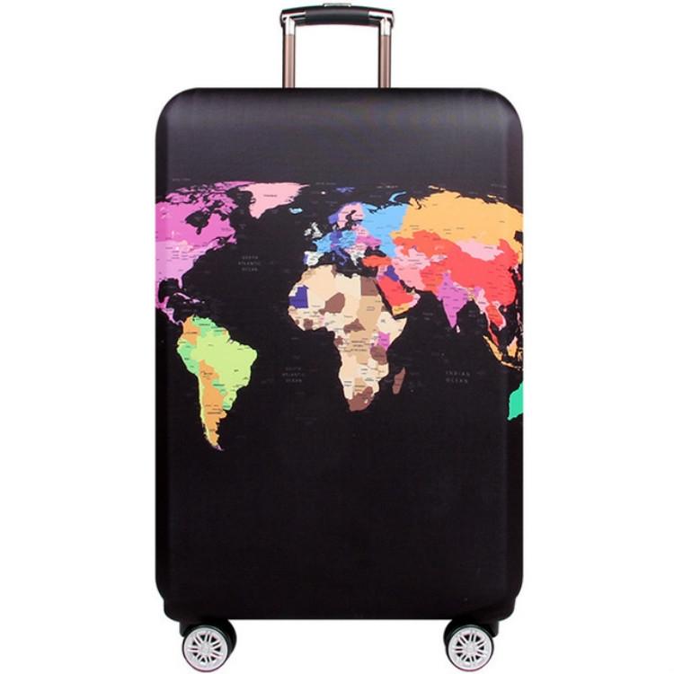 V562-A4071873240DBT-202502281645-00 Xl Travel Luggage Cover - Dustproof Scratch-proof Elastic Sleeve - Fits 29-32 Inch Suitcases - World Map - Image 1