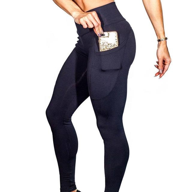 V562-A407983550DBT-202503261952-00 High Elastic Yoga Pants With Pockets For Women Jogging Workout Running Leggings Xl - Black - Xl - Image 1