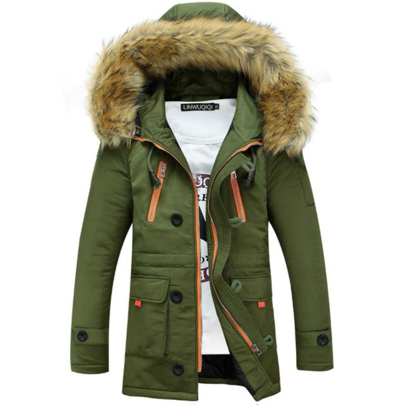 V562-A6033631140DBT-202505262037-00 Long Section Cotton Suit Men Plus Velvet Thick Warm Jacket Large Fur Collar Coat Lovers Jacket - Size Xxxl - Green - Image 1