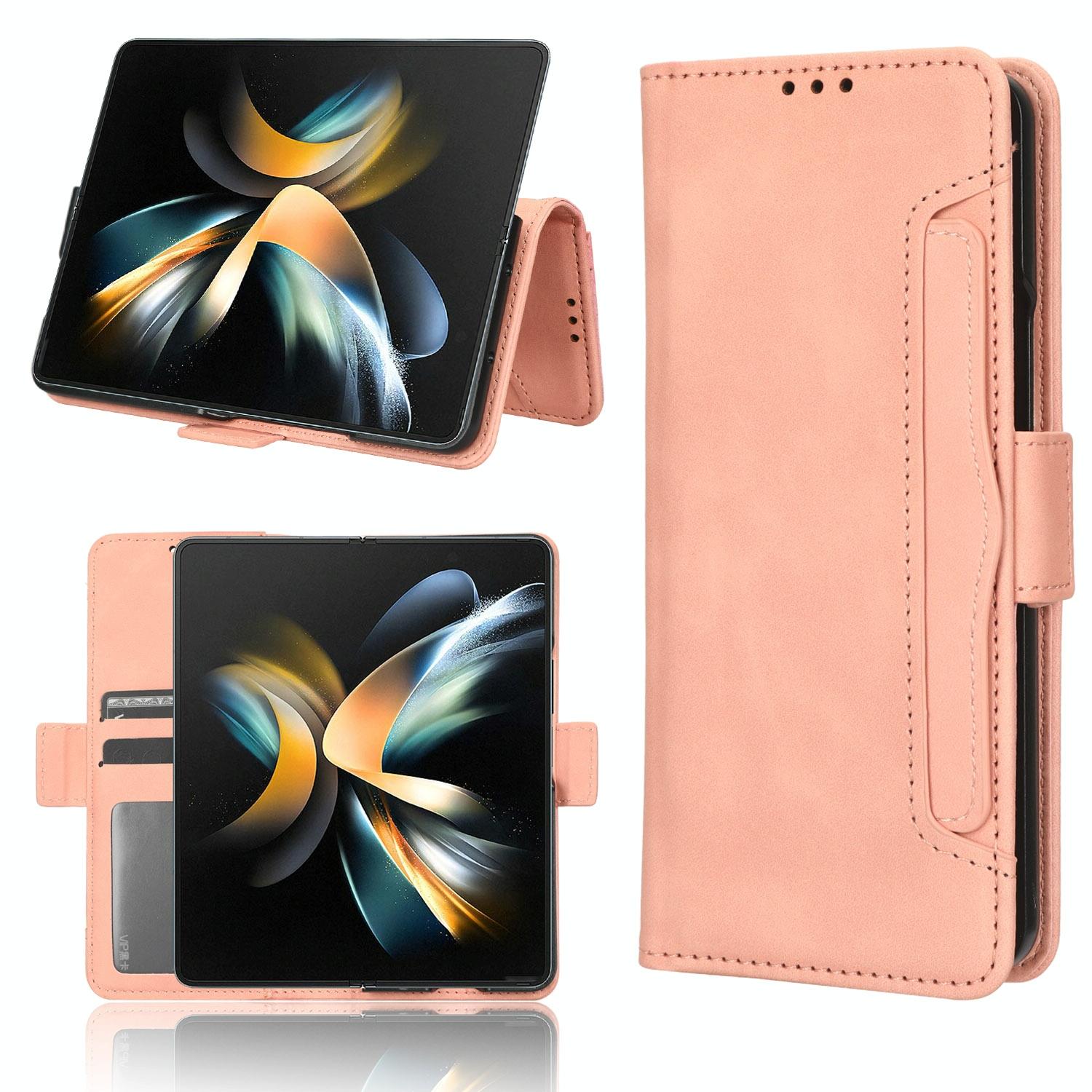 V562-A620116300ADE-202502241530-00 For Samsung Galaxy Z Fold4 5G Leather Phone Case With Card Slots And Calf Texture - Pink - Image 1