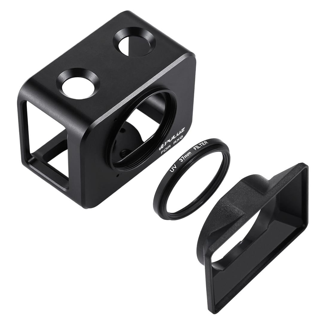 V562-B023UP-219737-00 Sony Rx0 Protective Cage with 37mm Lens and Sunshade - Black - Image 1