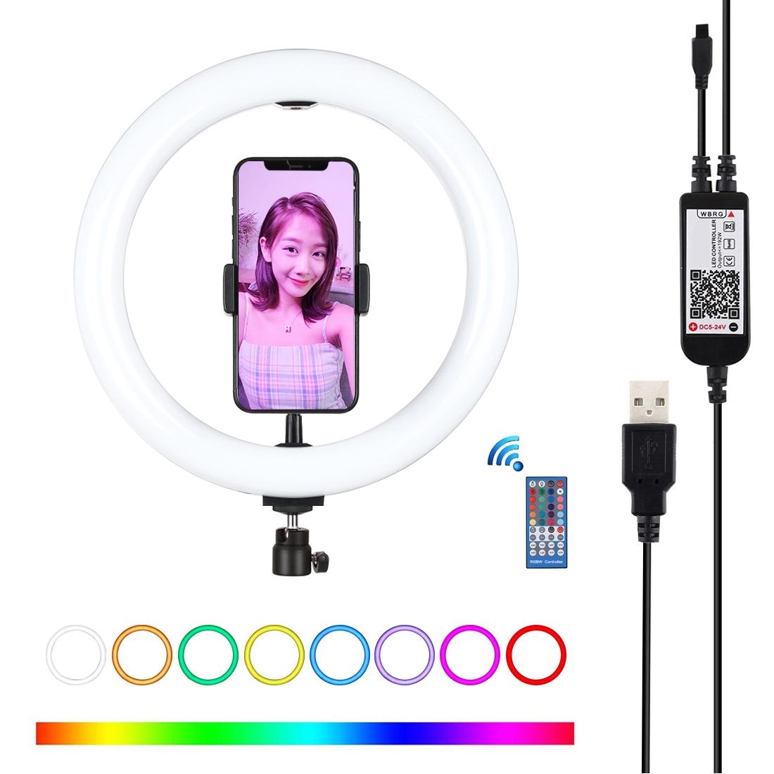 V562-B034UP-202504301329-00 10.2 Usb Rgbw Led Ring Light with Tripod & Remote for Vlogging & Photography - Black - Image 1