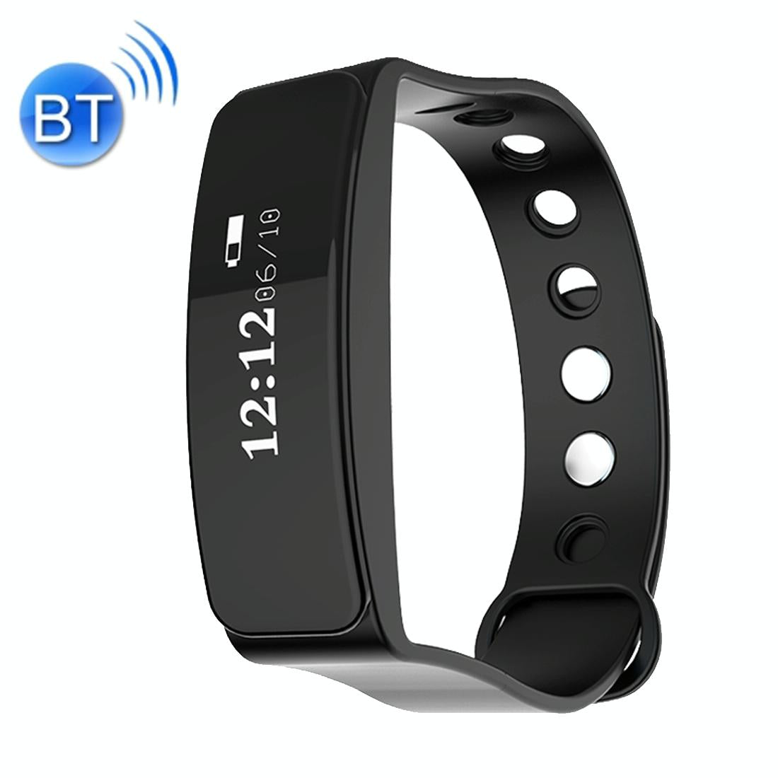 Waterproof Oled Bluetooth Smart Bracelet With Pedometer And Remote Capture For Android / Ios - Black