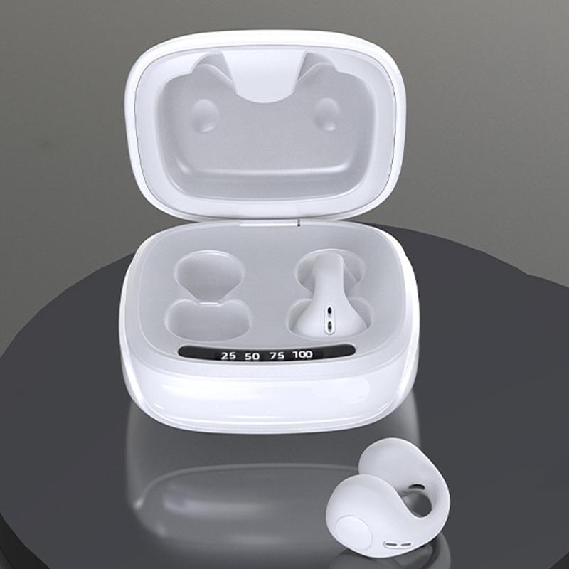 V562-B1005693060DBT-202505231826-00 Wireless Bone Conduction Clip-on Bluetooth Headset - Noise Reduction - White - Image 1