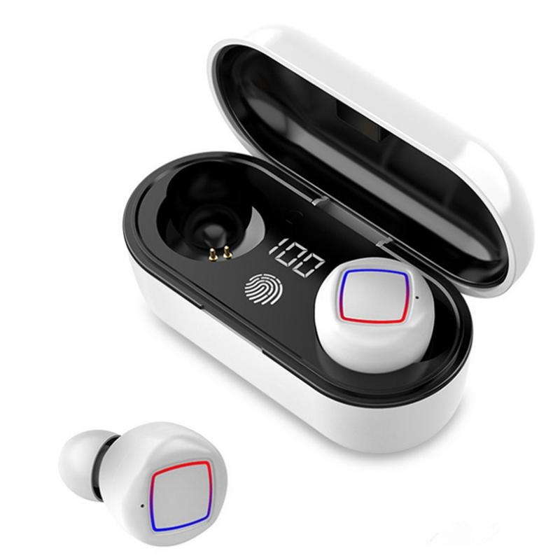 V562-B10091600AYS-202505261841-00 Wireless Fingerprint Touch Earbuds with Led Display and Charging Case - White - Image 1