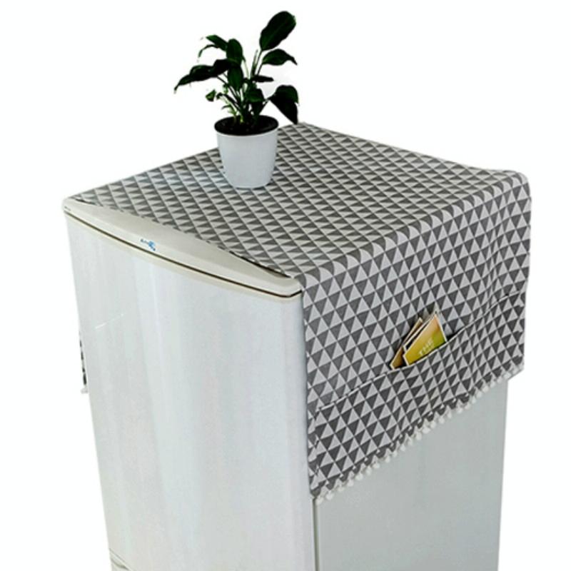 V562-B101019860DBT-202506261052-00 Kitchen Refrigerator and Washing Machine Dustproof Cover - 55x130cm - Gray Triangle - Image 1