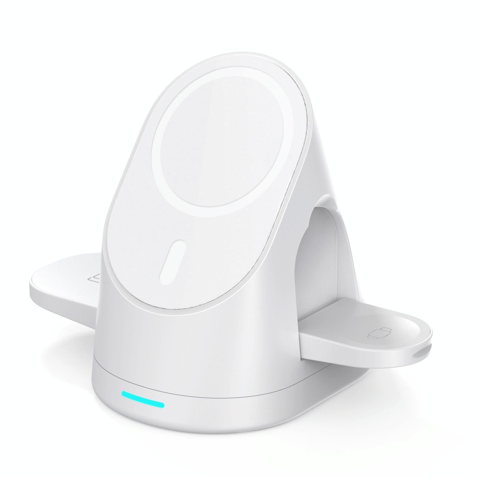 V562-B1011072060DBT-202504212118-00 3 In 1 Magnetic Wireless Charging Bracket For Smartphone Iwatch Airpods - White - Image 1