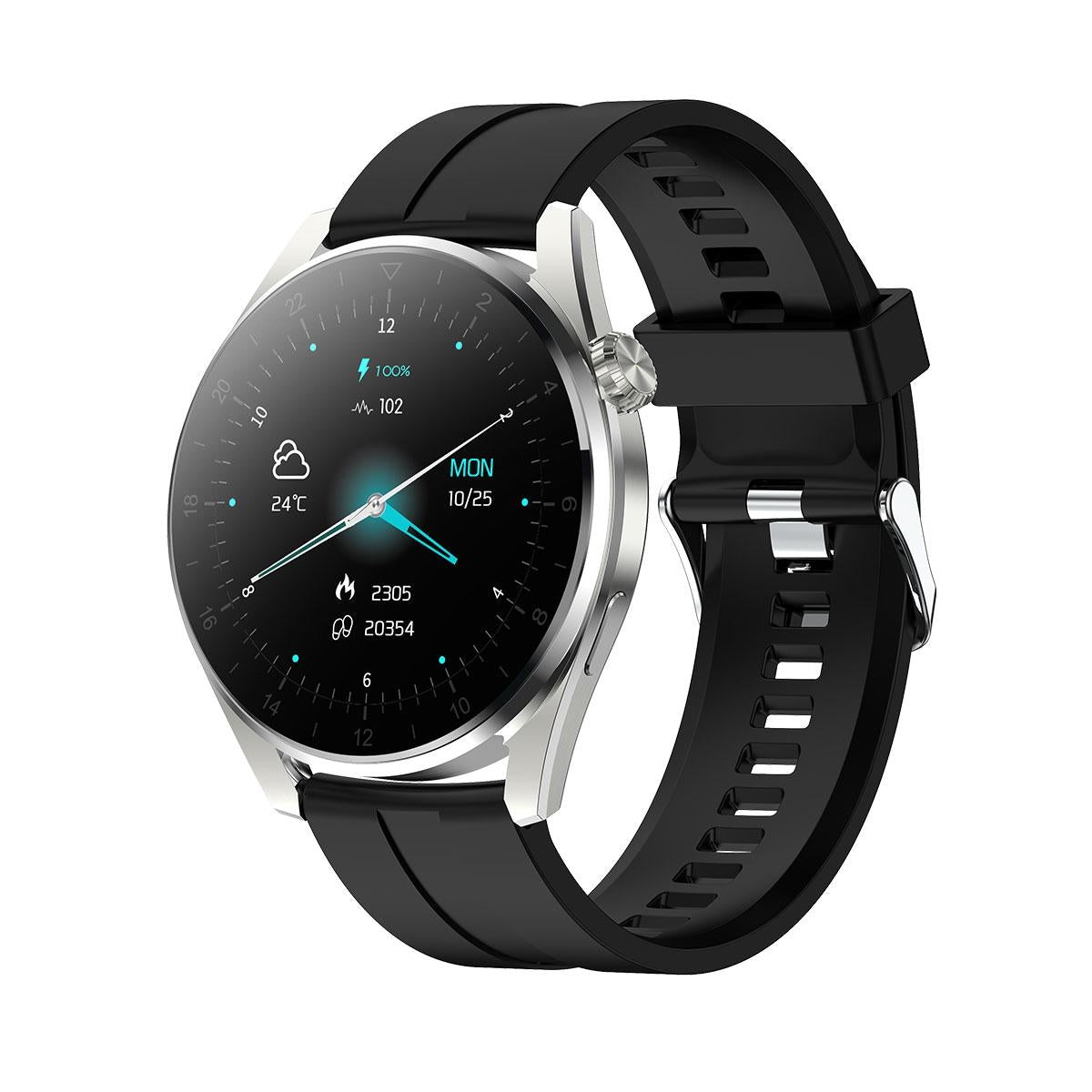V562-B101337100AYS-202504181117-00 Waterproof Silicone Smartwatch With Colour Display - Silver - Image 1