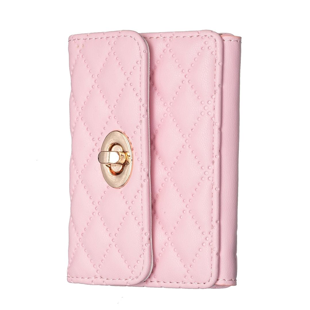 V562-B101439400ADE-202503281905-00 Horizontal Card Bag Mobile Phone Back Sticker With Metal Buckle - Pink - Image 1