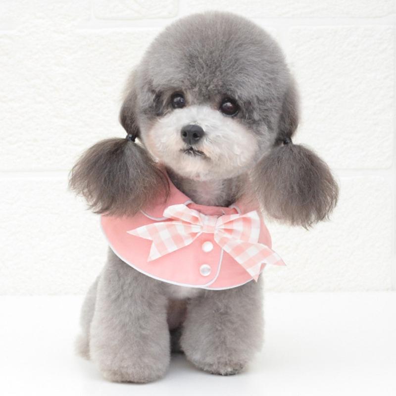 V562-B1023396230DBT-202503201646-00 Pet Accessories Dog Small Shawl Bib Saliva Towel Triangle Scarf - Size S - Light Pink - Image 1