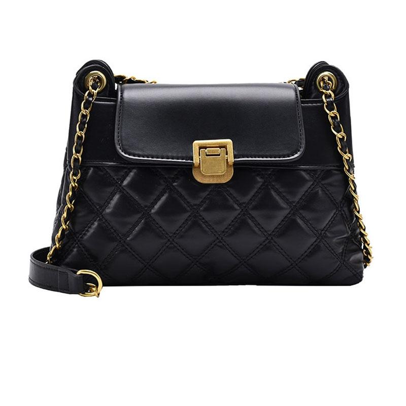 V562-B1023514060DBT-202505191718-00 Versatile Rhombic Chain Crossbody Bag For Women - Black - Image 1