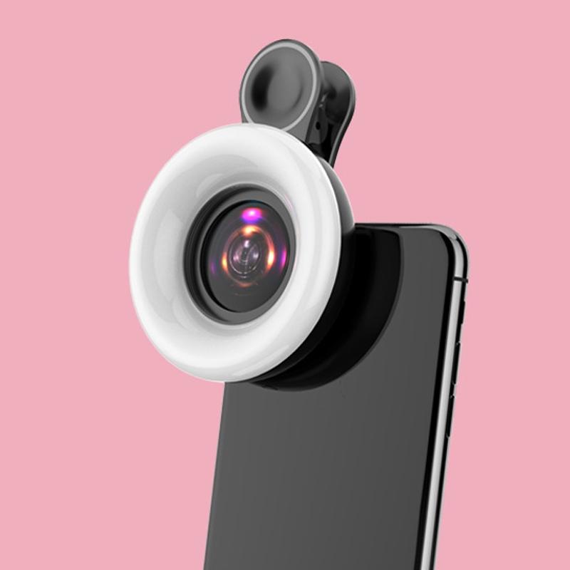 V562-B1024091750DBT-219850-00 Selfie Light Macro Lens for Mobile Beauty Makeup - Black - Image 1