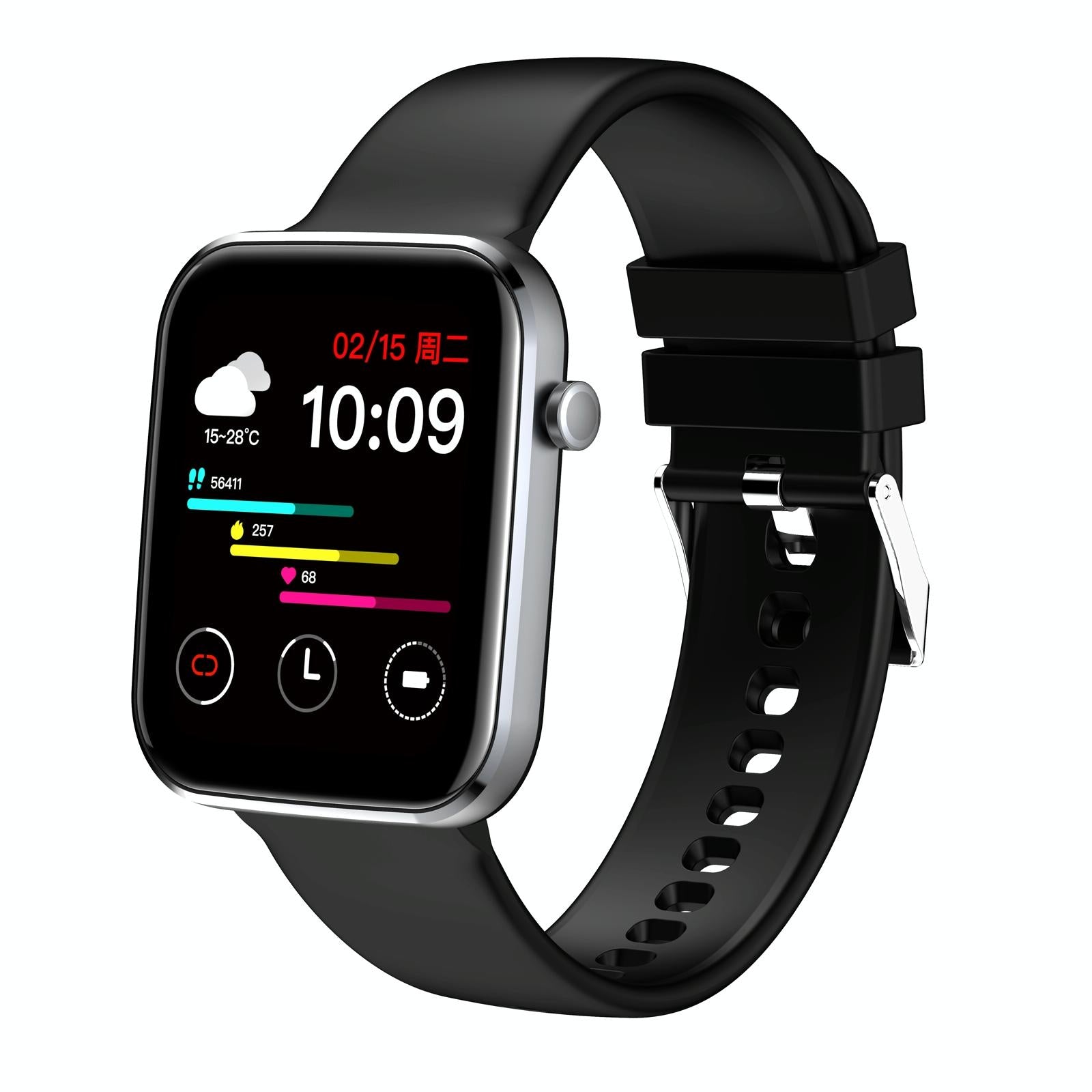 V562-B103772100ADE-202504251926-00 1.69 Inch Ip67 Waterproof Smart Watch With Touch Screen Health Monitoring - Black - Image 1