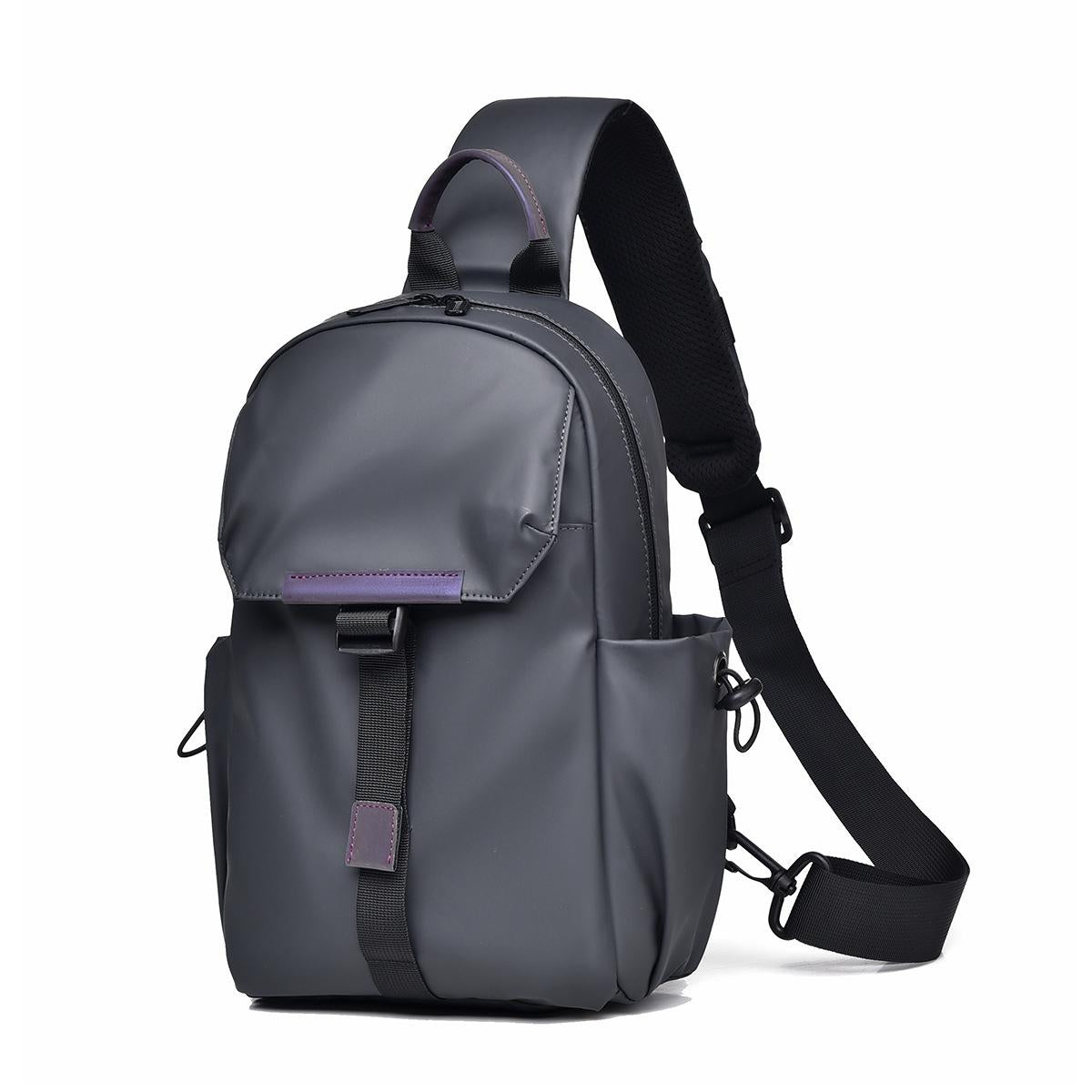 V562-B1037815060DBT-202503032021-00 Lightweight Waterproof Men Chest Bag Cycling Shoulder Bag - Grey - Image 1