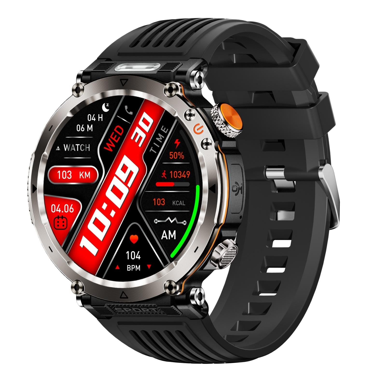 V562-B105073700ADE-202504252033-00 Waterproof Smart Watch With Flashlight And Compass - 1 Inch - Black - Image 1