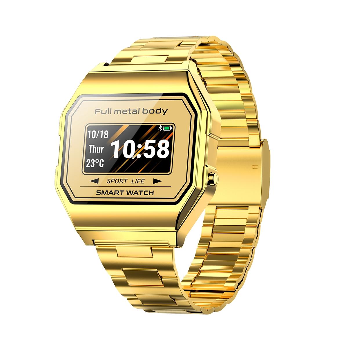 V562-B105237100AYS-202504181117-00 Waterproof Steel Smart Watch With Colour Screen - Gold - Image 1