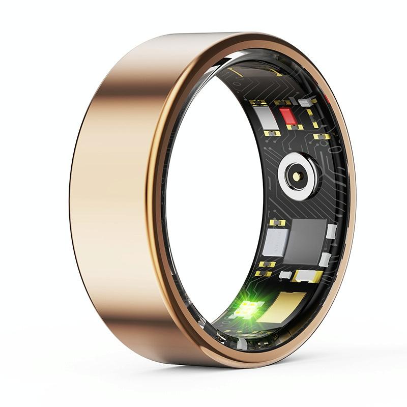 V562-B106756200AYS-202504281835-00 Smart Ring With Heart Rate Blood Oxygen Sleep & Sports Modes - Size 8 - Gold - Image 1