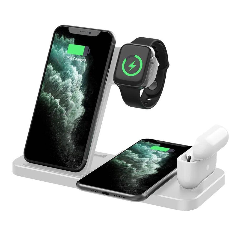 V562-B1069234060DBT-202504212046-00 Foldable 4 In 1 Wireless Charger For Mobile Devices - White - Image 1
