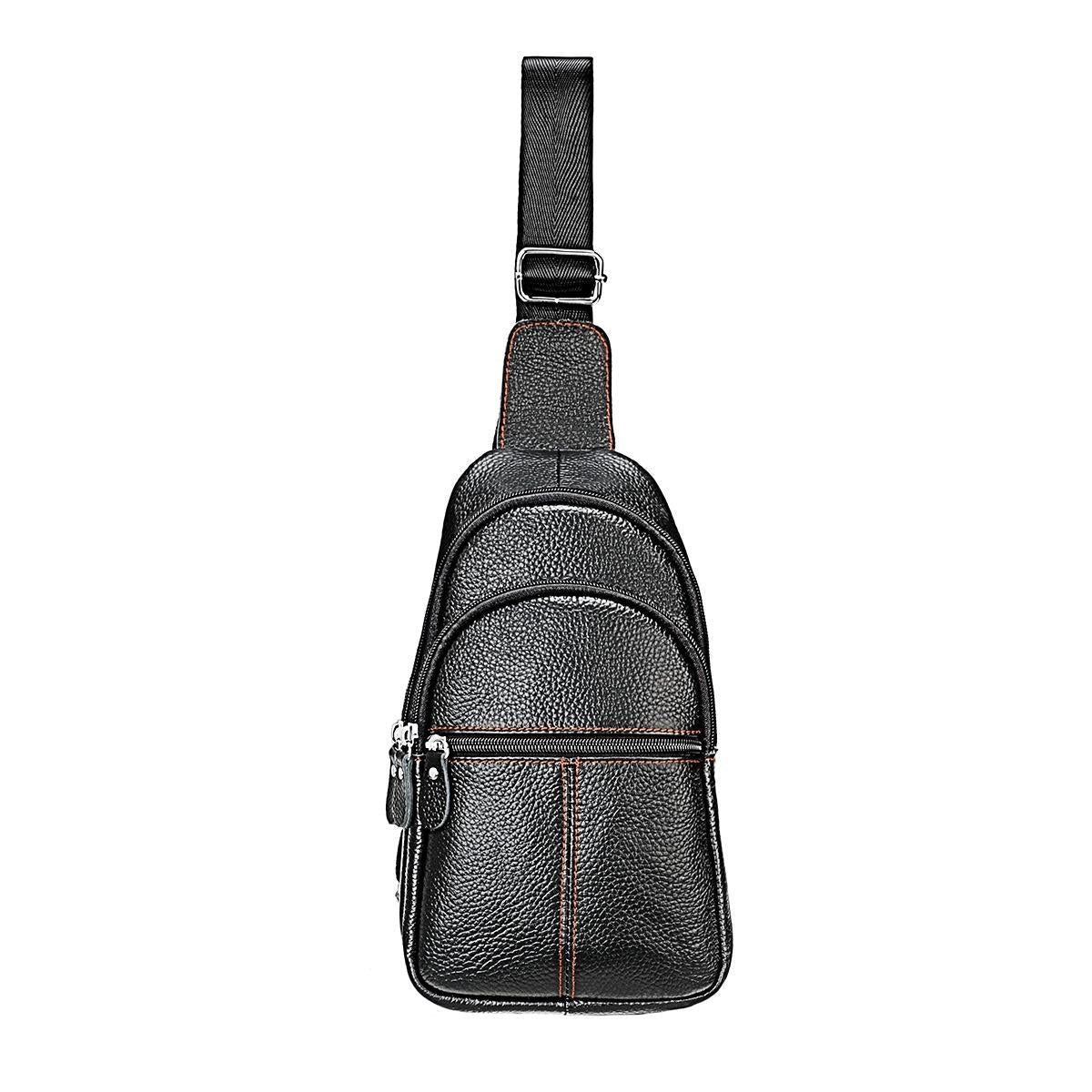 V562-B106988200ADE-202503041241-00 Stylish Genuine Leather Crossbody Chest Bag For Men And Women Functional And Versatile Design - Black - Image 1
