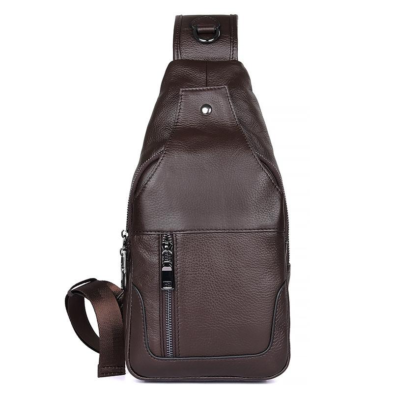 V562-B1070422060DBT-202505191441-00 Stylish Cowhide Chest Bag For Men - Brown - Image 1