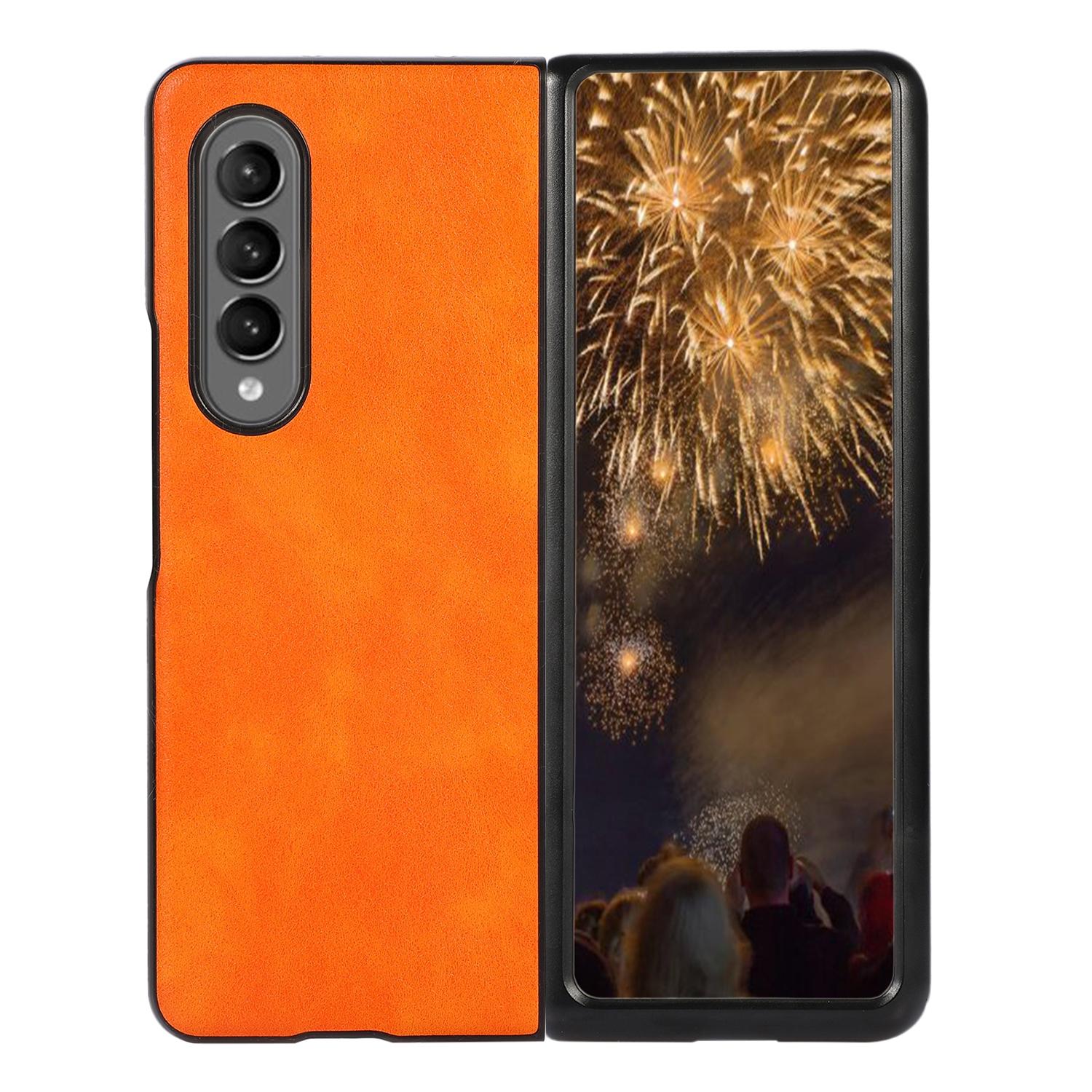 V562-B107270300ADE-202503211258-00 For Samsung Galaxy Z Fold4 5G Two Tone Litchi Pu Case - Slim & Stylish - Orange - Image 1