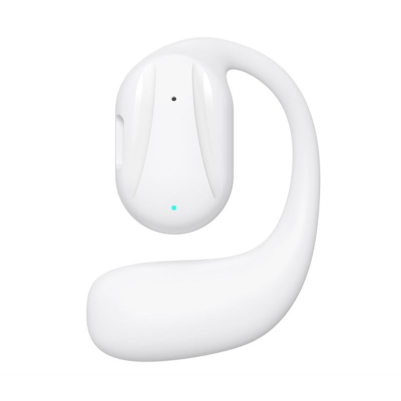 V562-B1079423060DBT-202505231811-00 Black Yj77 Bluetooth 5.2 Ear-mounted Bone Conduction Headset for Left Ear - Left Ear White - Image 1