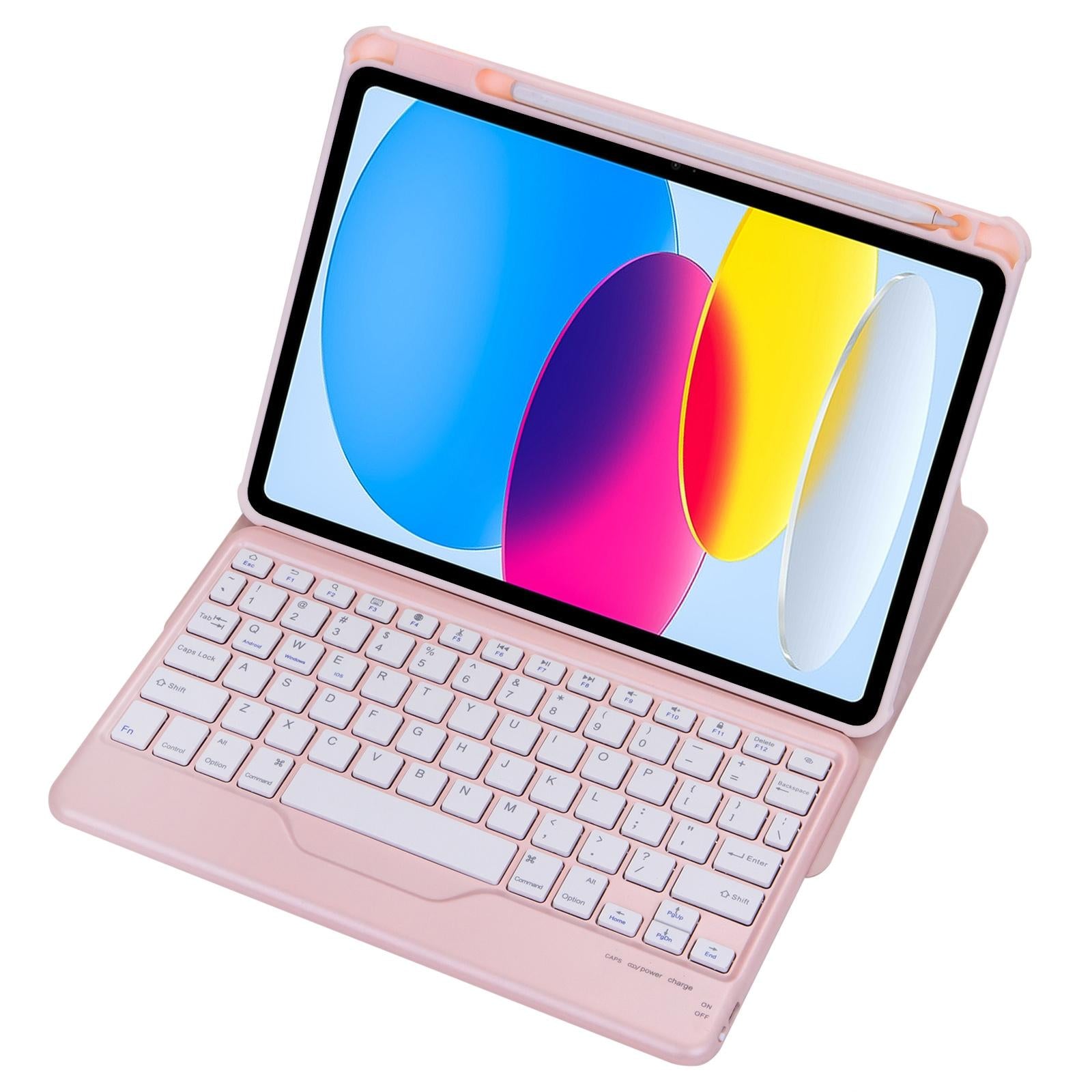 V562-B108017400ADE-202504292022-00 360 Rotation Bluetooth Keyboard Leather Case For Ipad 10.9 2022 - Pink - Image 1