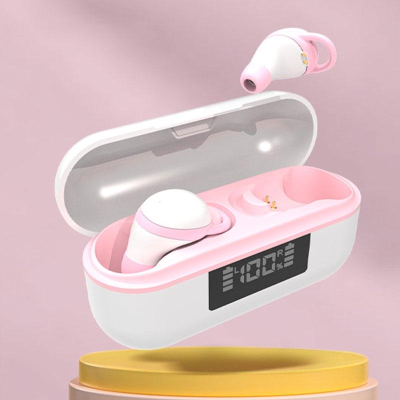 V562-B1080623060DBT-202505261901-00 Wireless Noise-cancelling Earbuds with Digital Display and Charging Case - Pink - Image 1