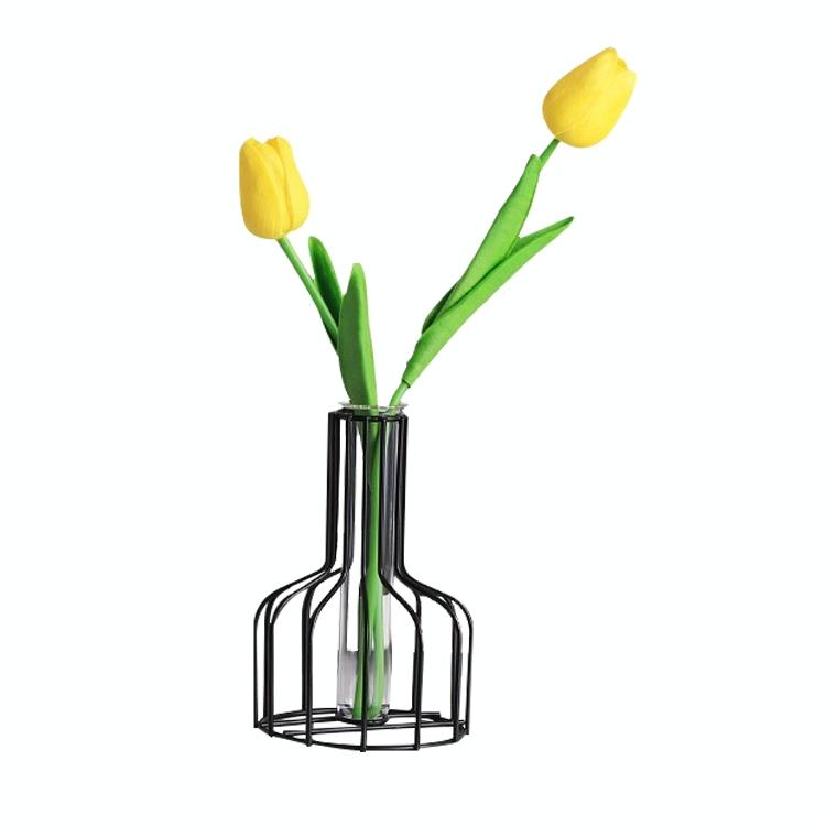 V562-B1083329730DBT-202503041645-00 Black Wrought Iron Hydroponic Glass Flower Decoration - no Fake Flowers - Black - Image 1
