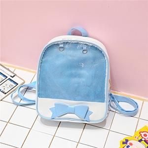 V562-B108553940DBT-202503041826-00 Mini Clear Kids Backpack with Bow - Perfect for School - Blue - Image 1