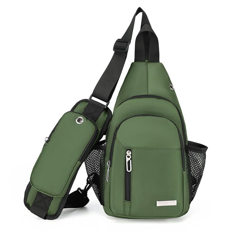 V562-B1086954060DBT-202503032016-00 Men Oxford Cloth Chest Bag Casual Crossbody Shoulder Backpack - Green - Image 1