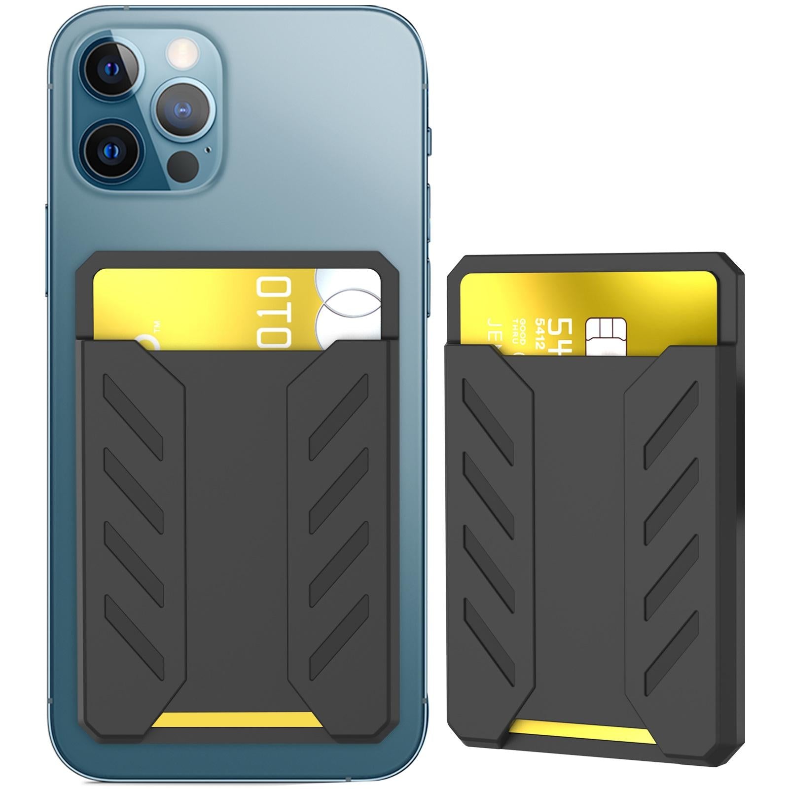 Silicone Adhesive Card Case For Mobile Phones - Black