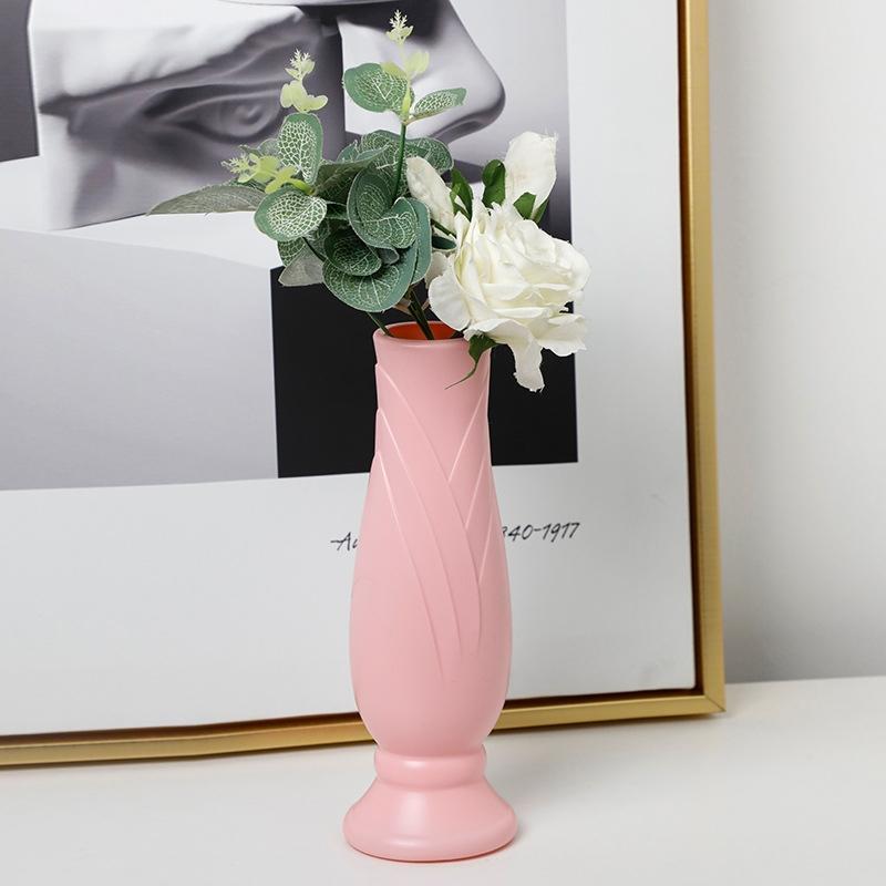V562-B1090593060DBT-202503041626-00 Imitation Porcelain Petal Vase for Drop-proof Home Decor - Pink - Image 1